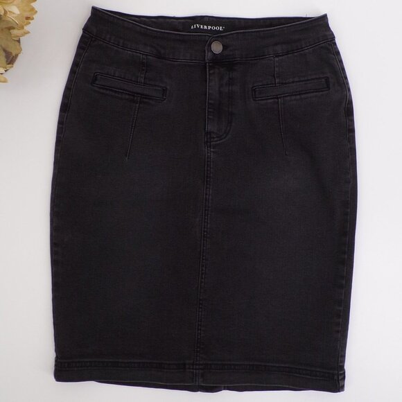 Liverpool Dresses & Skirts - LIVERPOOL Women's Black Denim Skirt - size 4